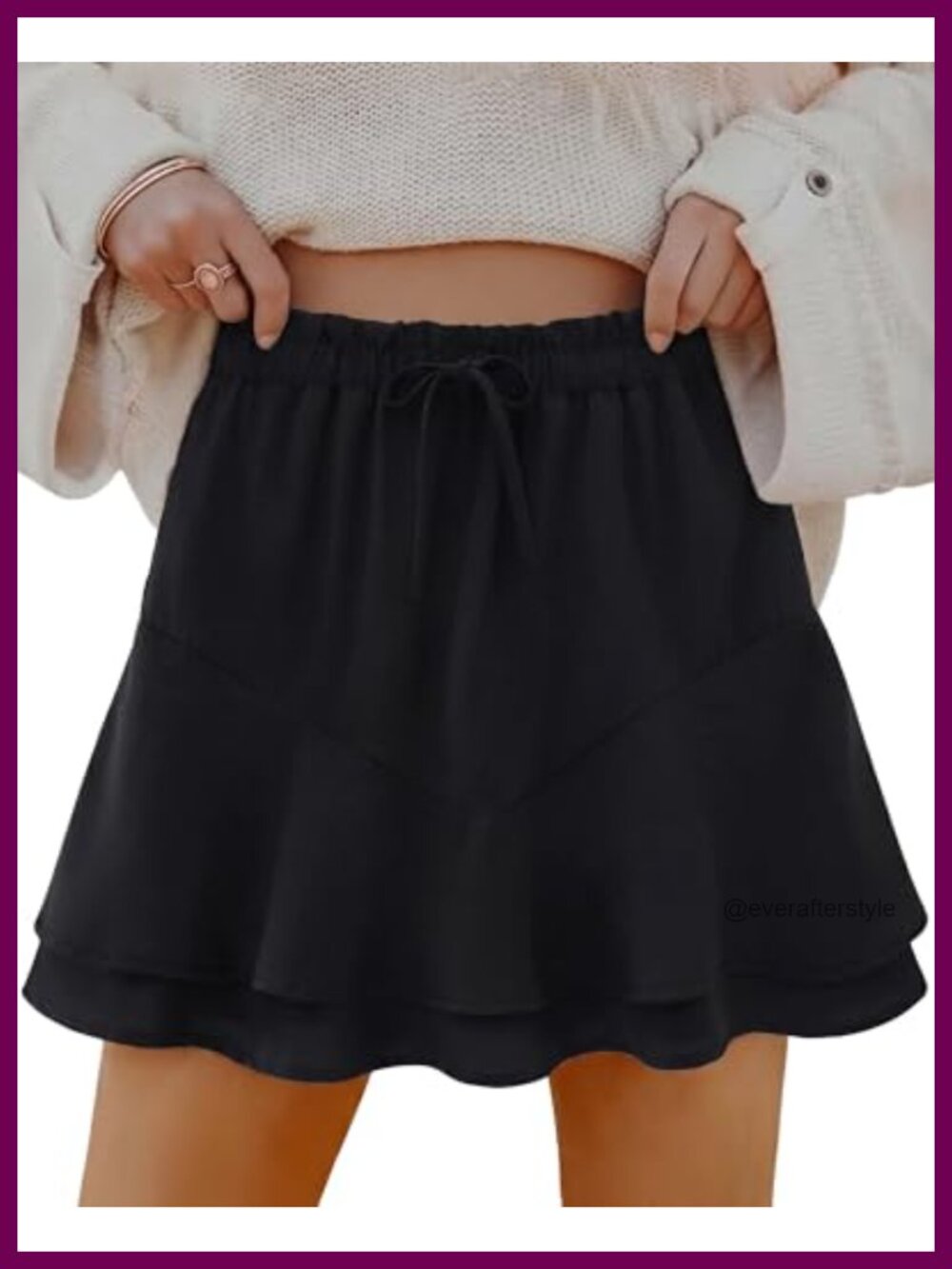 Women Chiffon Ruffle Mini Skort with Built-in Shorts & Pocket